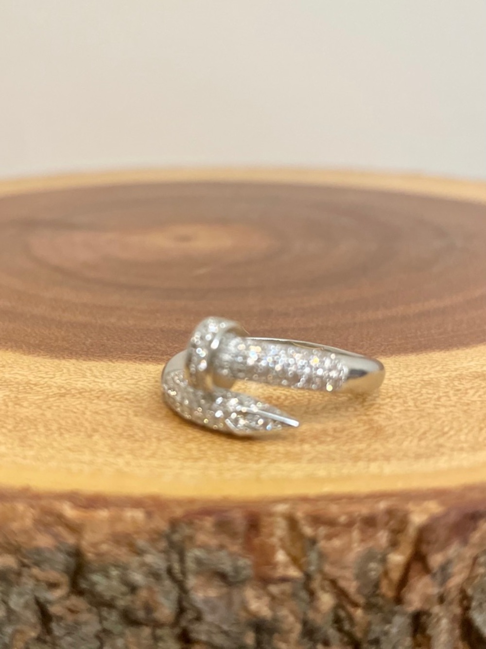 Iced Out White Gold Filled Adjustable Nail Wrap Ring Designer Inspired NWOT - Picture 8 of 10